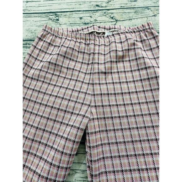 Sears 70s Vtg Wide Leg Flare Relaxed Plaid Tartan‎ Pants Sz 20 (32x31 msrd) Pink - Picture 7 of 9